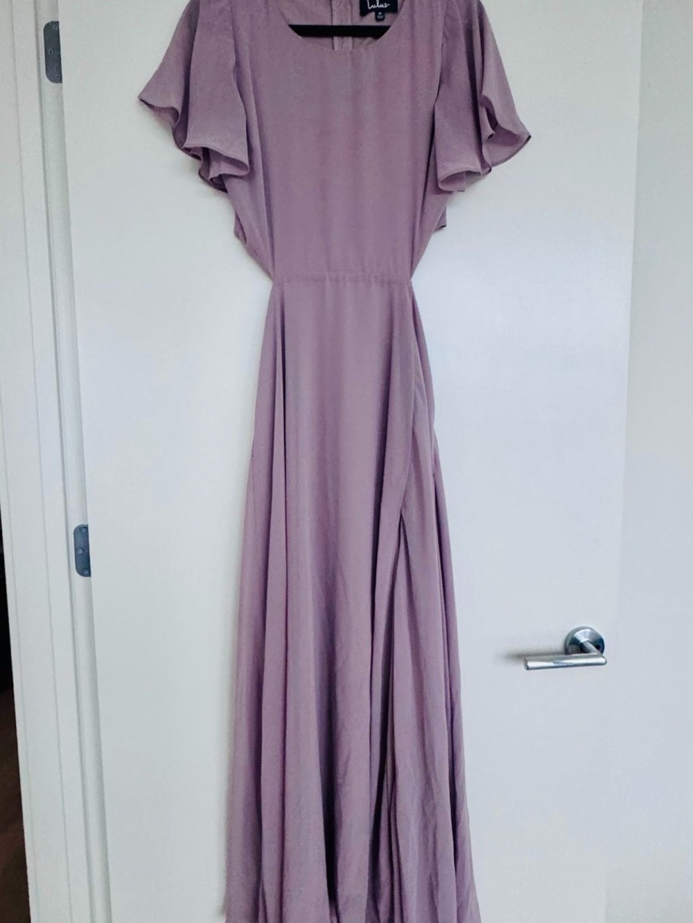 Lulu's Mauve Flutter-Sleeve Maxi Dress